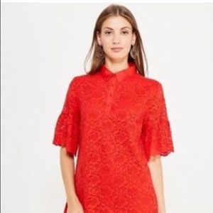 Banana Republic red lace embroidery dress M NWOT